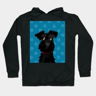 Black Miniature Schnauzer Dog with Blue Daisies Hoodie